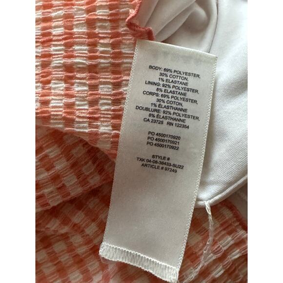 Wilfred Japanese Seersucker Check Slip Dress XS Orange White Midi - Picture 5 of 10